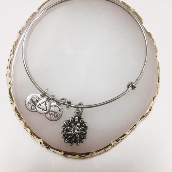 Alex and Ani Waterlily bangle charm bracelet - Picture 2 of 5